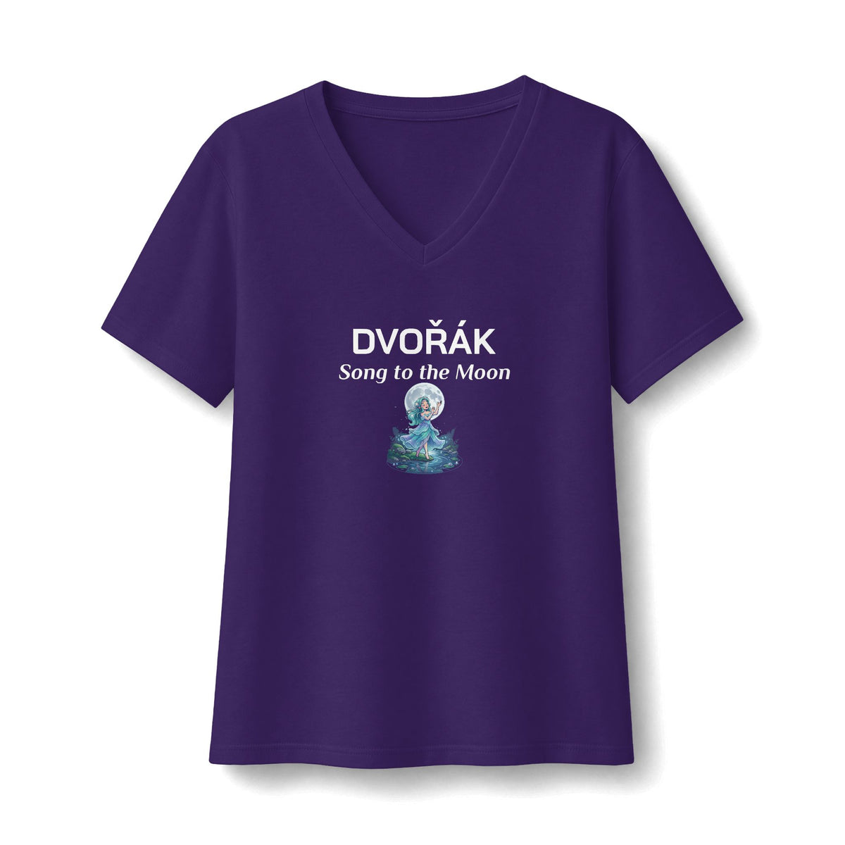 Dvorak Song of the Moon Women's Classical Music V-Neck T-Shirt
