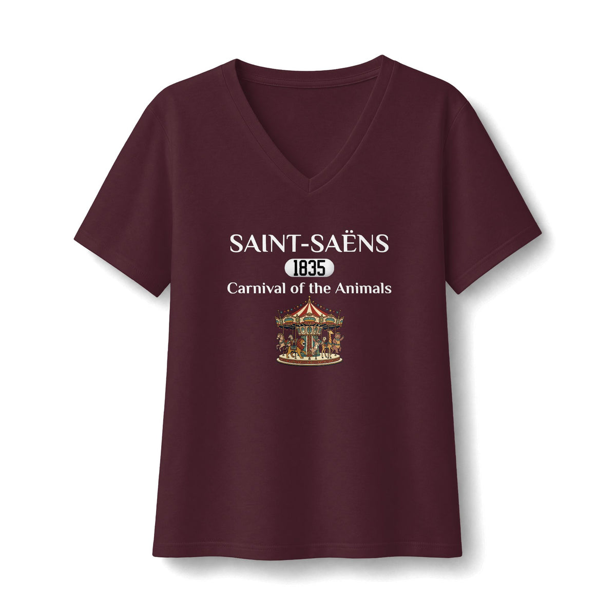Saint-Saëns Carnival of the Animals (with Carousel) Women's V-Neck T-Shirt