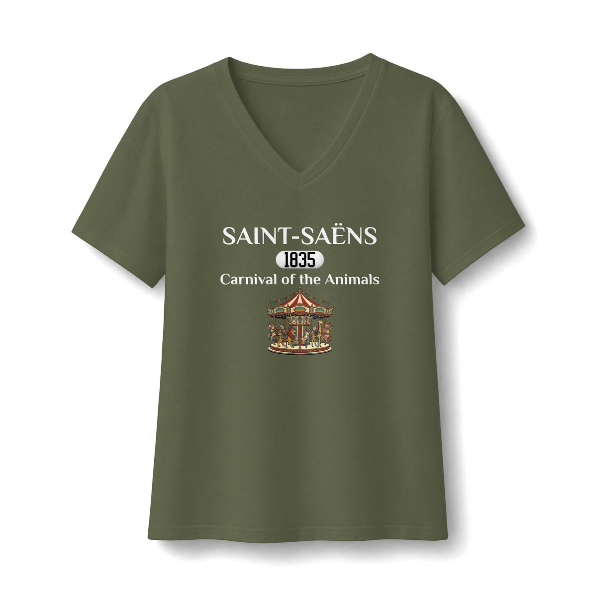 Saint-Saëns Carnival of the Animals (with Carousel) Women's V-Neck T-Shirt