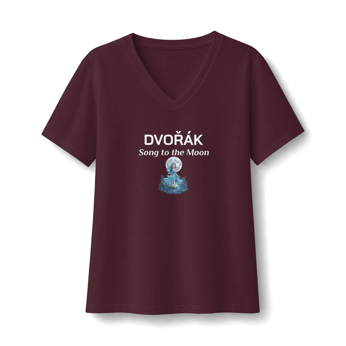Dvorak Song of the Moon Women's Classical Music V-Neck T-Shirt