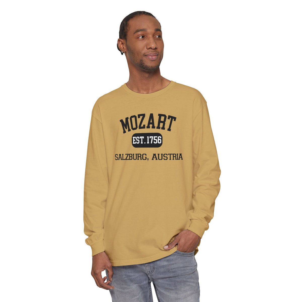 Mozart Classical Tee - Salzburg, Austria "Varsity Style" Long Sleeve Shirt