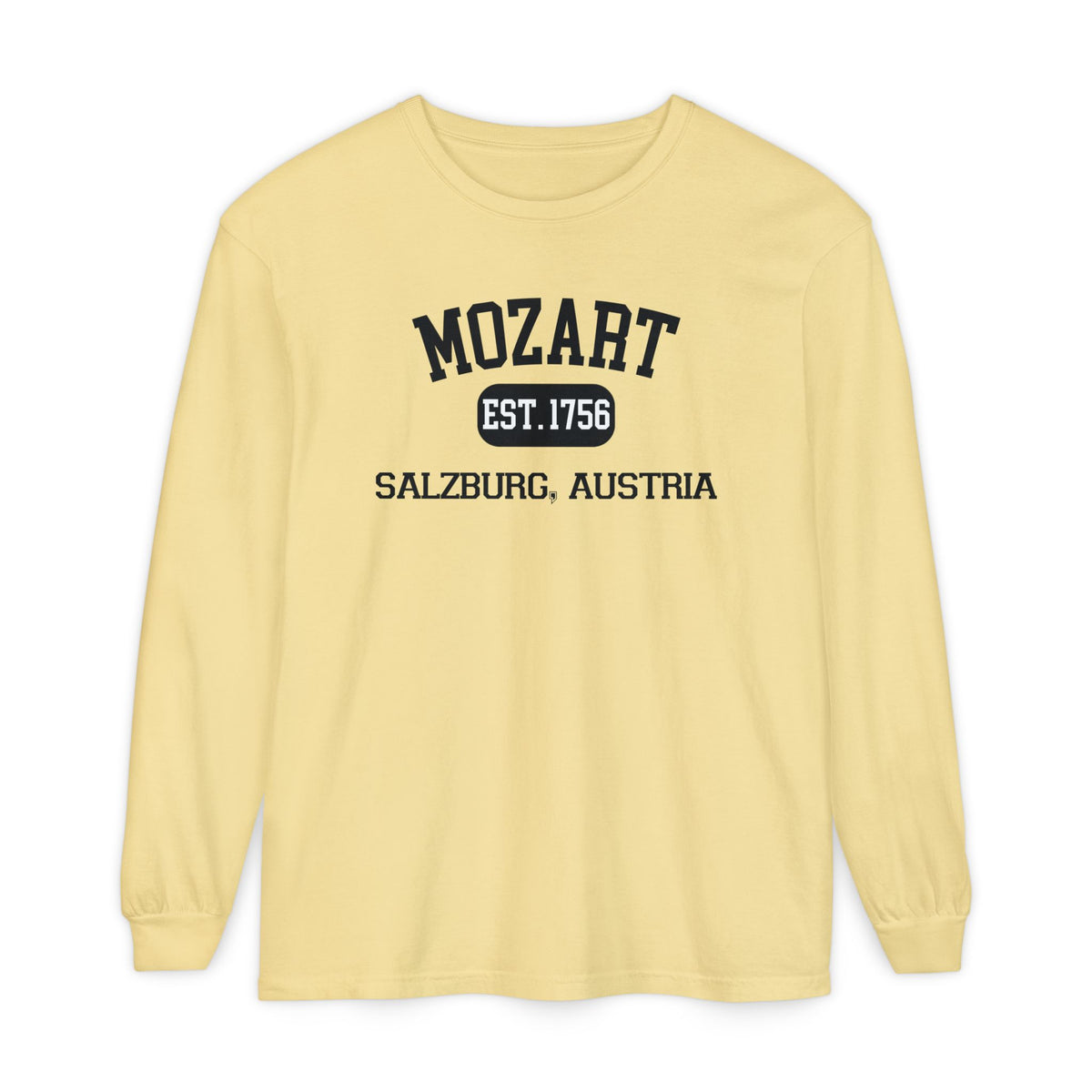 Mozart Classical Tee - Salzburg, Austria "Varsity Style" Long Sleeve Shirt
