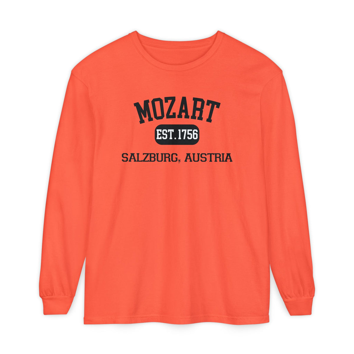 Mozart Classical Tee - Salzburg, Austria "Varsity Style" Long Sleeve Shirt