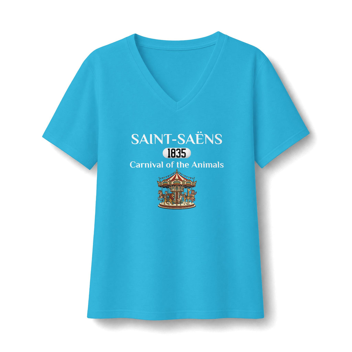Saint-Saëns Carnival of the Animals (with Carousel) Women's V-Neck T-Shirt