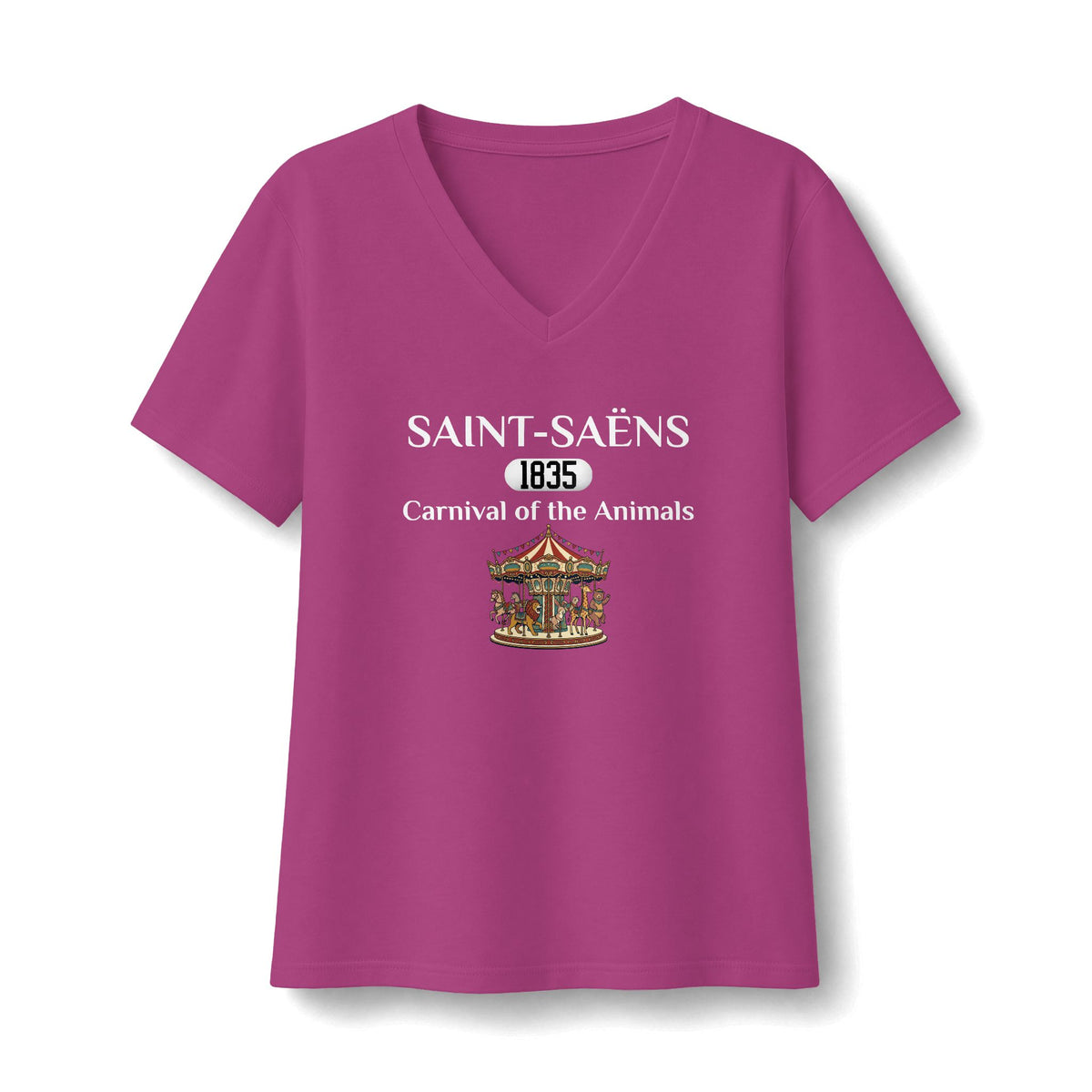Saint-Saëns Carnival of the Animals (with Carousel) Women's V-Neck T-Shirt