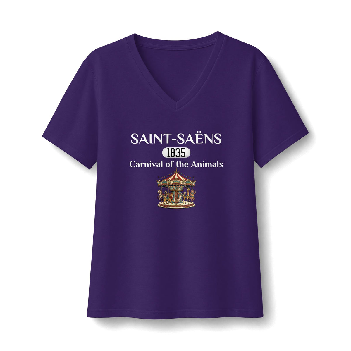 Saint-Saëns Carnival of the Animals (with Carousel) Women's V-Neck T-Shirt